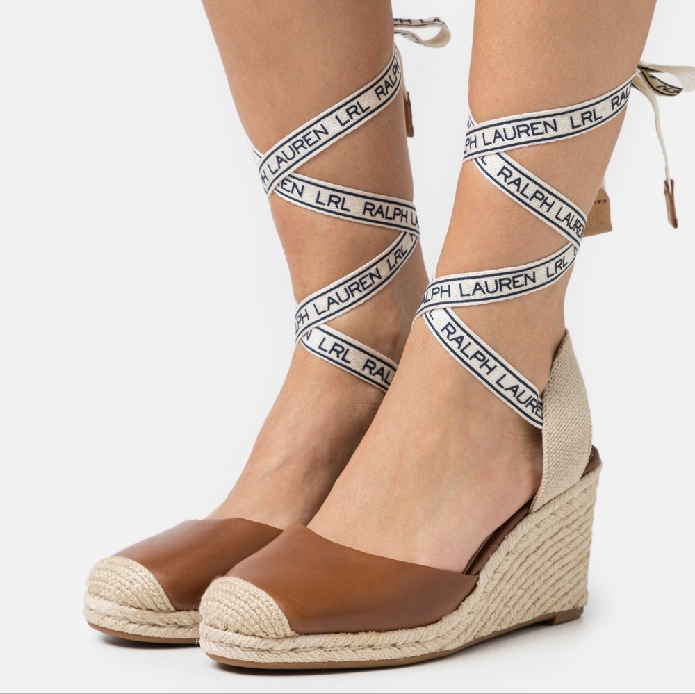Ralph Lauren Leather Espadrille Wedges